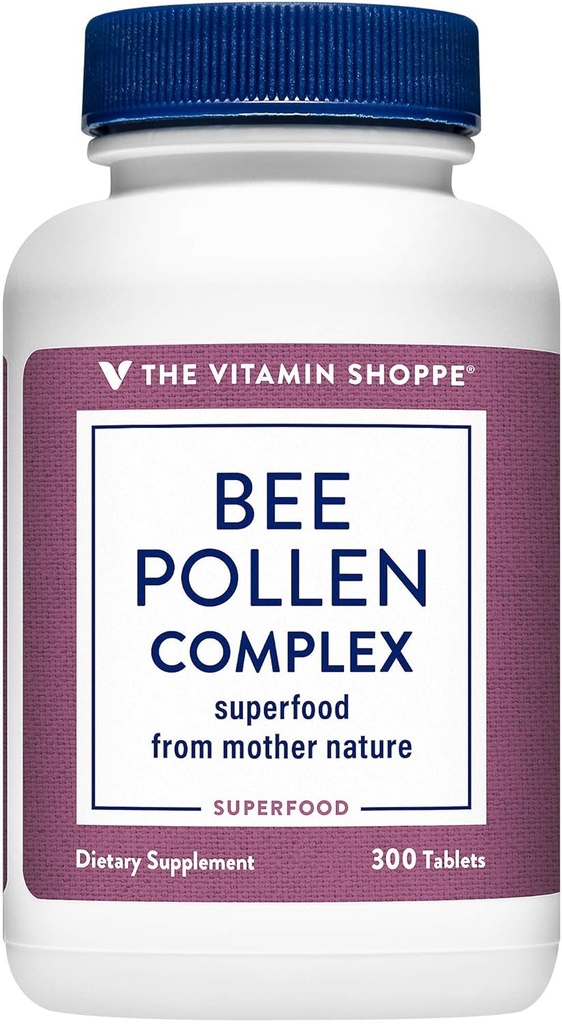 비타민 Shoppe Bee Pollen Complex 1,000MG, Bee Propolis 및 Royal Jelly, Seasonal Immune 시스템 지원 (300 정제)