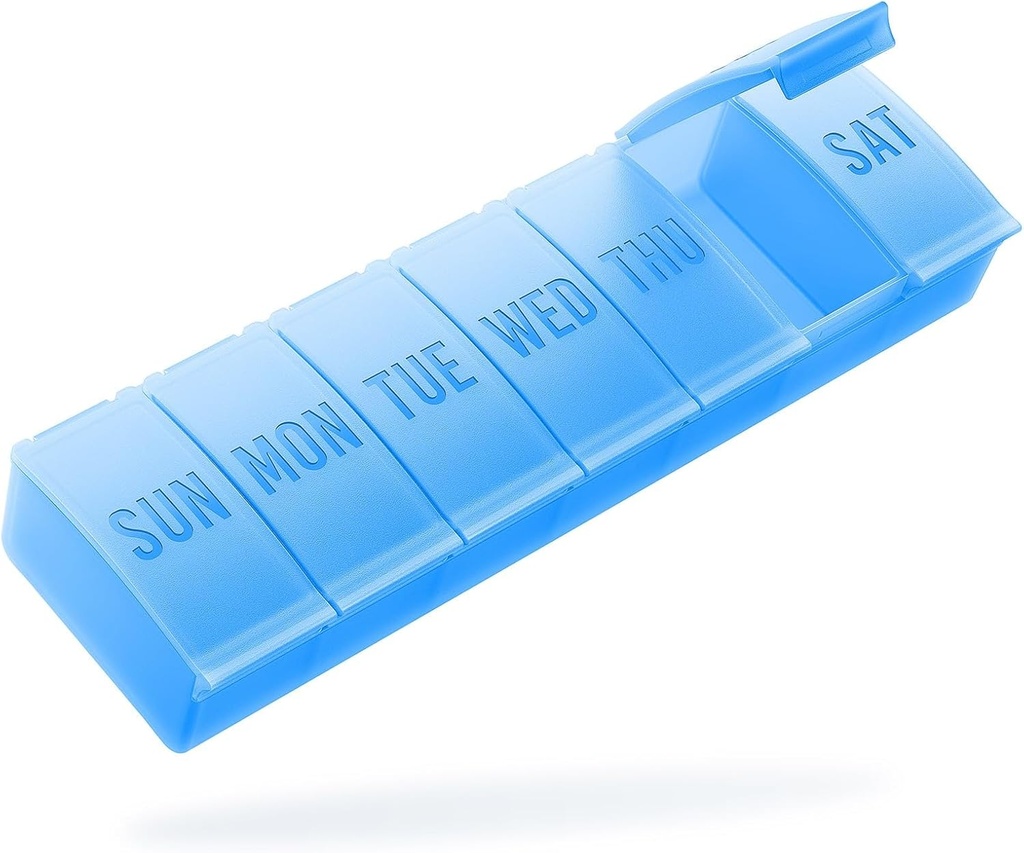 Barhon Pill 주최자 대형, Weekly Medicine Pill 주최자, 7 Day Pills Box Case Travel for Big Vitamin Supplements Fish Oil, Blue