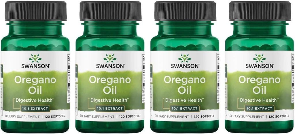 Swanson Oregano Oil 10 : 1 추출물 - 소화 건강 및 호흡 지원 촉진 - 위장 시스템 및 소변 검사 건강 지원 - (120 Softgels, 150mg 각각) (4 팩)
