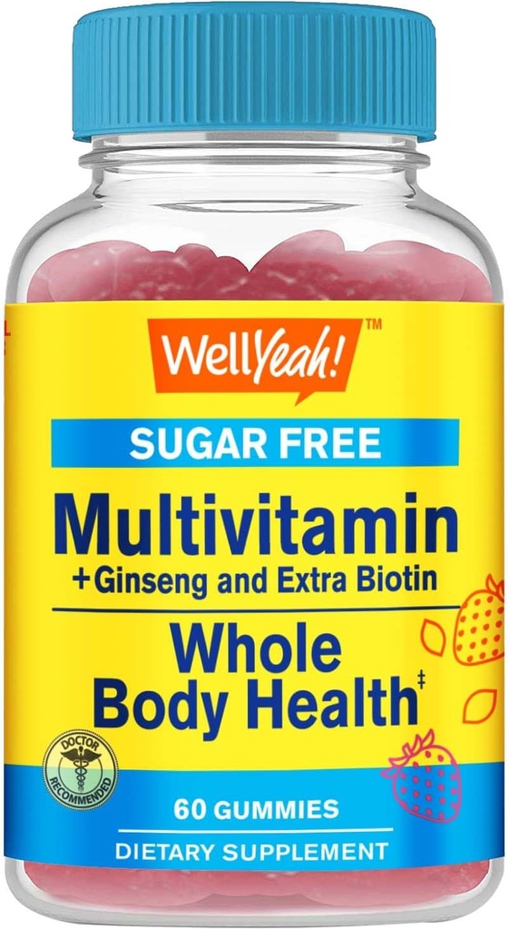 Ginseng, 비타민 A, C, D3, E, B12, B6, B1, B2, B5, Niacin, Folic 산, Biotin, Iodine, 아연, 크롬, Molybdenum, Lycopene, Inositol - Vegan - 60 Gummies를 가진 Multivitamin 설탕 자유로운 Gummies