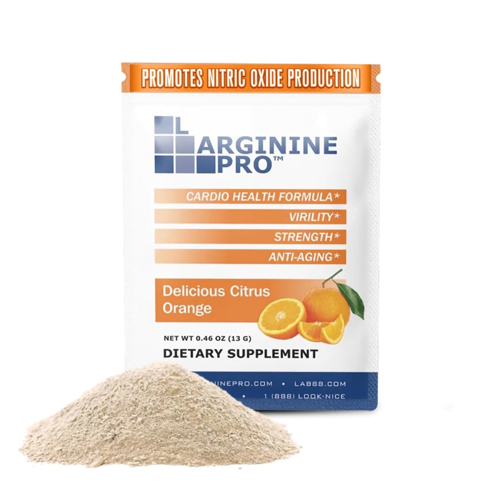 L-ARGININE PRO 보충교재 분말 | 30의 소포 단 하나 Serve 여행 크기 | L-arginine 플러스 1,100mg L-Citrulline, 오렌지의 5,500mg