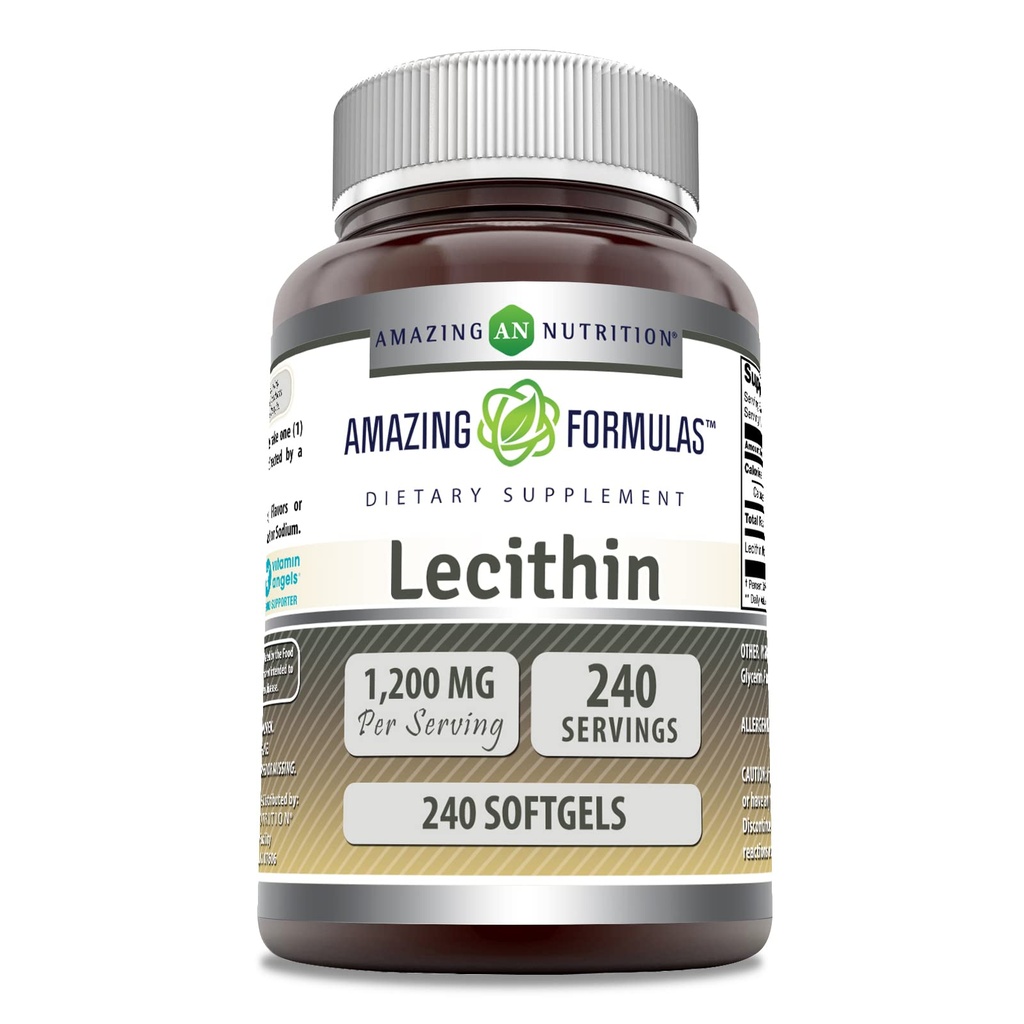 Amazing Formulas Lecithin 1200 Mg | Softgels 보충교재 | Non-GMO | 글루텐 프리 | 미국제 (1 팩 | 240 개)