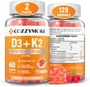 설탕 무료 비타민 D3 K2 Gummies, 비타민 D Gummies 보충, 10000 IU + 200mcg D3 및 K2 보충 교재, 맛있은 거미 비타민, 뼈 근육 이 면역, 60 서빙 120 Gummies, 라즈베리