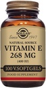 Solgar 비타민 E 268 mg (400 IU), 100 채식 Softgels - 자연적인 산화 방지제, 피부 & 면역 체계 지원 - 자연적인 sourced 비타민 E - 비 GMO, 채식주의자, 글루텐 자유로운, 낙농장 자유로운 - 100개의 서빙