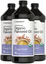 Horbäach Organic Flaxseed Oil | 3 팩 | 16 fl oz 각 | 냉간 압착 | 오메가 3, 6, 9 | 채식주의 자, 비 GMO, 글루텐 무료 액체