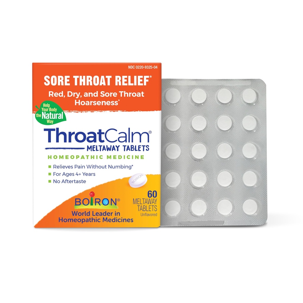 Boiron ThroatCalm Tablets for Pain Relief from Red, Dry, Scratchy, Sore Throats and Hoarseness - 60 개