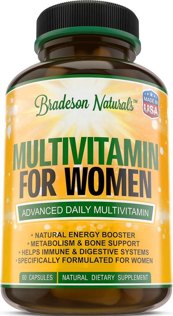 여성의 Multivitamin 보충. 비타민 A C D E & 비타민 B 복합체. Immune & 여성 지원 + 산화 방지제 & 자연적인 Energizers. 비 GMO, 글루텐 무료, 미국에서 만든,60 모자