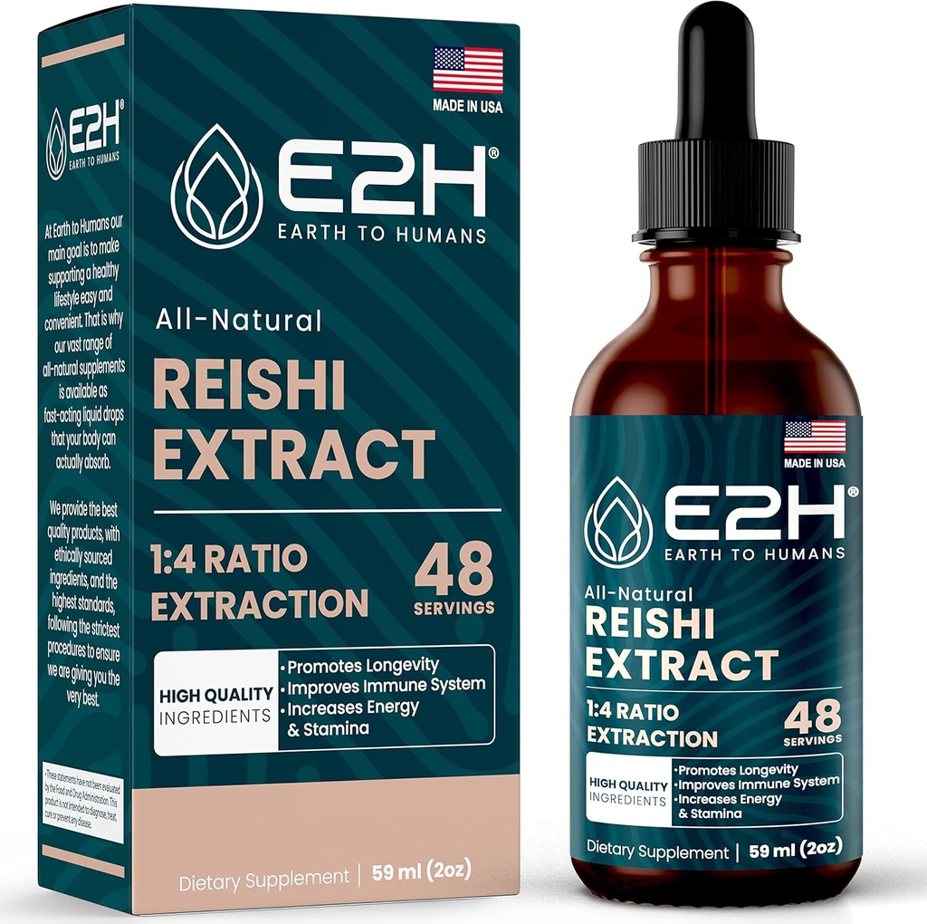 Reishi 버섯 보충교재 - Reishi 버섯 캡슐 또는 분말 보다는 더 빠른 흡수 - 우리의 Reishi 버섯 추출물은 Longevity를 승진시킵니다 - Reishi 버섯 Tincture - E2H에 의하여 2개 Fl Oz