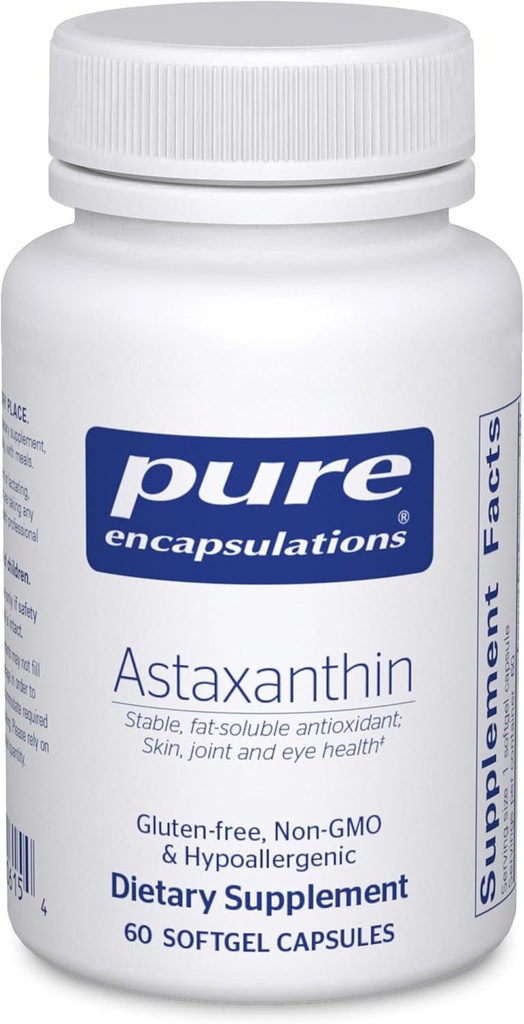 Pure Encapsulations Astaxanthin | 합동, 피부 및 눈 건강을 위한 산화 보충교재, 및 자유로운 Radicals* | 60 Softgel 캡슐
