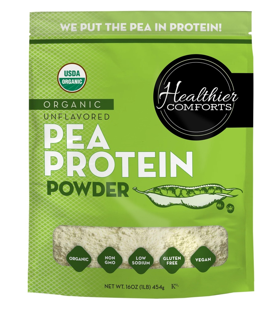건강에 좋고 불쾌한 완두 단백질 분말 - 낮은 나트륨 (1 lb.) | USA Grown and Processed | 100 % Plant Based Protein Powder | Kosher, Gluten Free, Non-GMO, Keto Friendly (16oz)