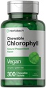 Horbäach Chlorophyll 알약 | 300 Chewable Tablet | 천연 후추민트 맛 | Vegan, Non-GMO 및 글루텐 무료 보충