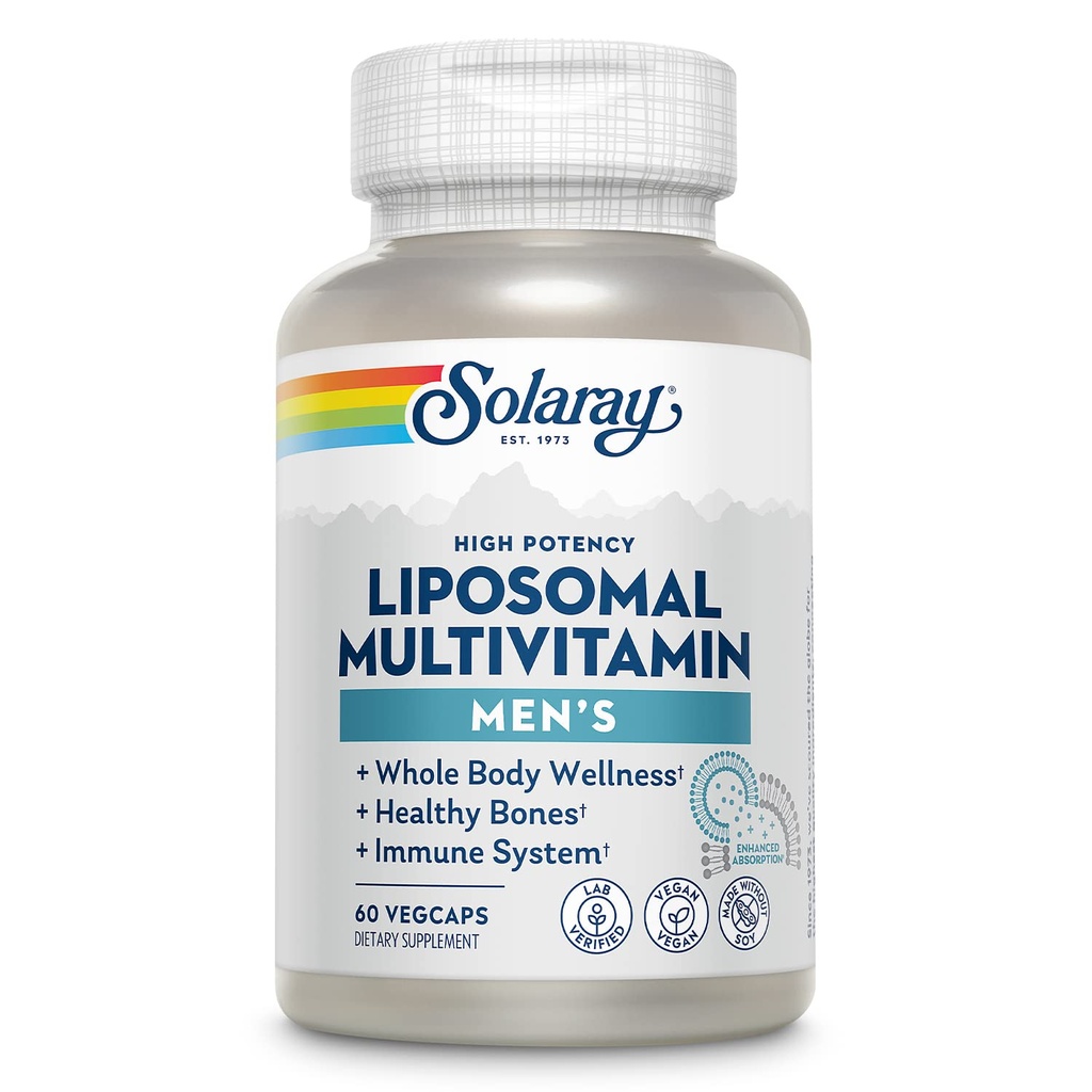 남자를 위한 SOLARAY Liposomal Multivitamin, 강화된 흡수 면역, 에너지 & 뼈 지원, 남자 매일 다 비타민, BCAA's, 비타민 D3, C, B12, 아연, Vegan, Soy 자유로운, 30의 서빙, 60의 VegCaps