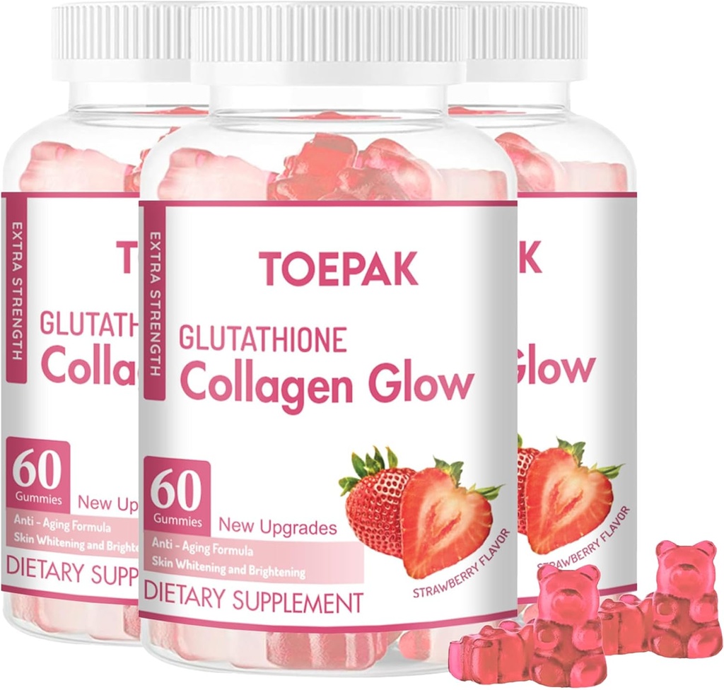 다 교원질 단백질 글로우 아름다움 교원질 Gummies, Glutathione, Biotin & Multivitamins를 가진 여자 노화 방지 지원은, 피부 & 머리 건강을 승진시킵니다, 딸기, 180 Gummies (90 일)