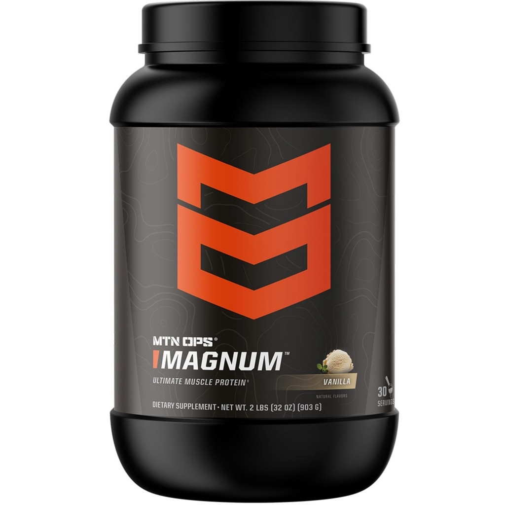 MTN OPS Magnum 바닐라 단백질 분말, BCAA, Zero Sugar & 글루텐이없는 Whey Isolate Protein & Milk Protein, Vanilla Milkshake, 30-Serving Tub