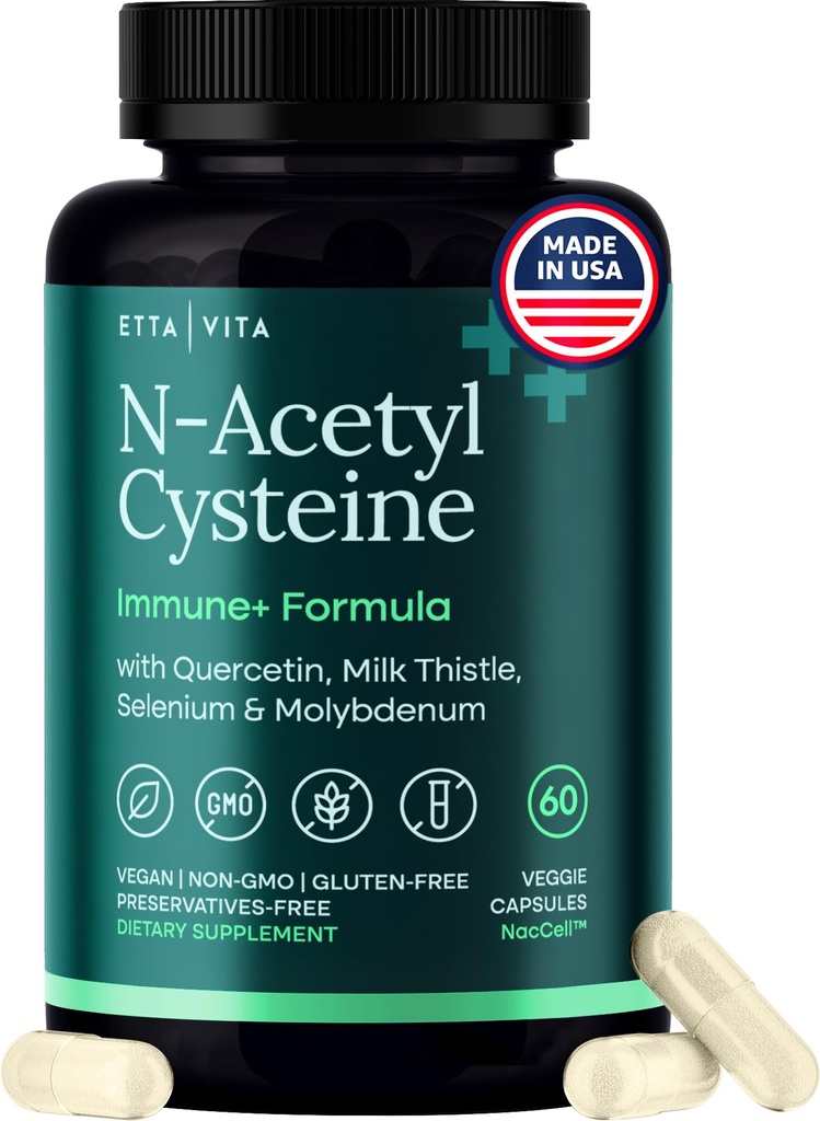 Vegan Liver Detox & Cleanse - NAC Supplement N-Acetyl Cysteine 600mg Quercetin, 우유 이틀, 몰리브덴 & 셀렌, Immune 지원을위한 N-Acetyl-Cysteine 캡슐 | 다이어트 키트 및 시스템