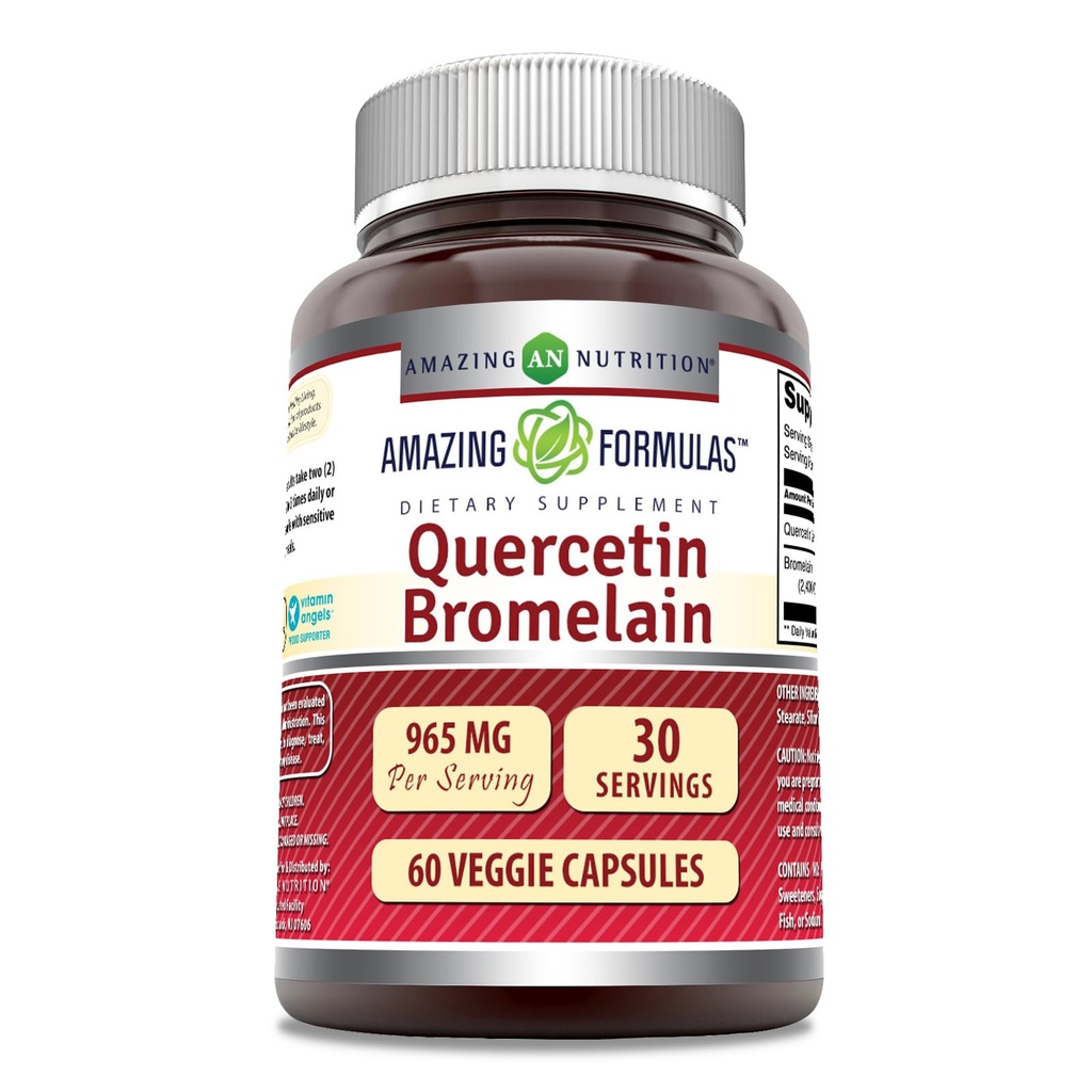 놀라운 영양 Quercetin 800 Mg Bromelain 165 Mg Veggie 캡슐 보충물 | Non-GMO | 글루텐 프리 | 미국에서 제작 | 채식 (60)