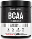 Jacked Factory BCAA Powder (Fermented) - 6g 분기 된 체인 에센셜 아미노산 보충 근육 회복, 감소 된 피로, 증가 된 힘, 근육 성장 - 30 서빙, 과일 펀치