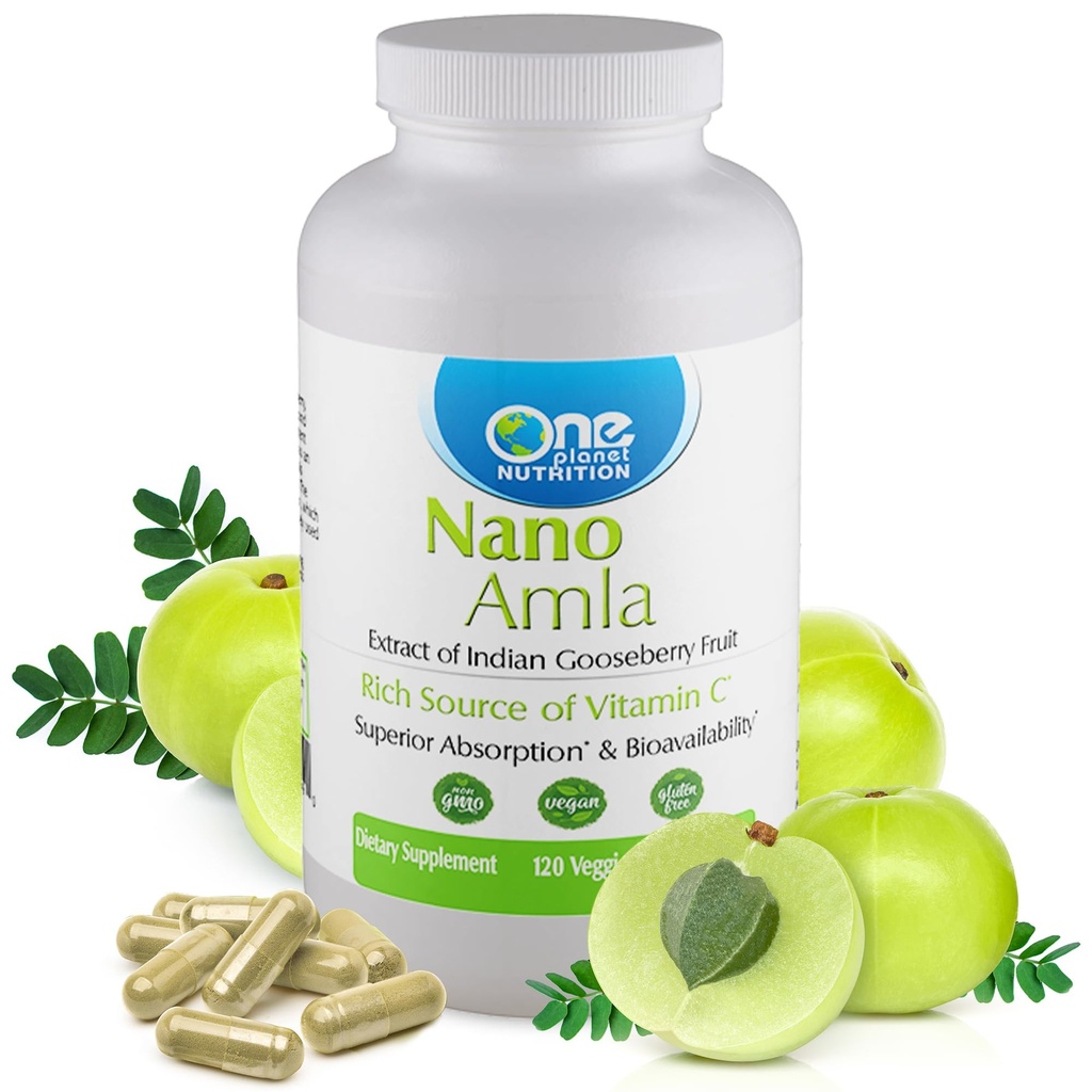 1개의 행성 영양 나노 Amla 500 mg Veggie 캡슐 (120의 서빙), 교원질 생산을 위한 비타민 C에서 높은 Amla 과일 추출물 & 면역 지원, 비 GMO, Vegan, 글루텐 자유로운