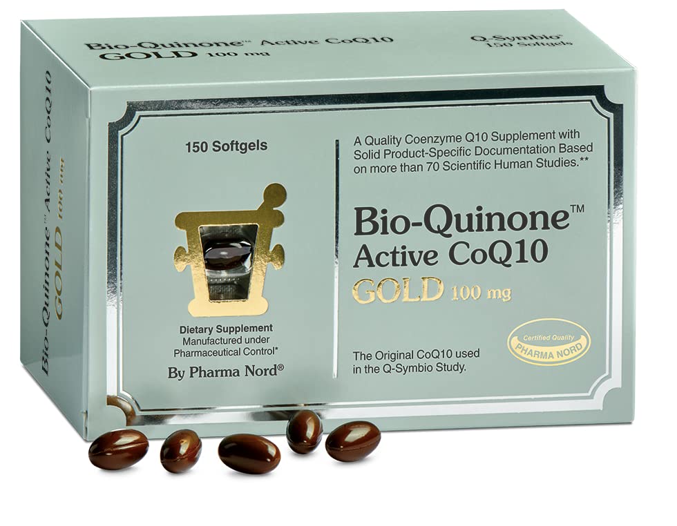 Pharma Nord Bio-Quinone Gold Coenzyme Q10 100mg | The Original CoQ10 | High Absorption, Backed by Research | 에너지, 심장 건강 및 불임 지원에 필수적인 산화제* | 150 Softgels