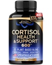 여성용 Cortisol 보충교재 - Holy Basil | Ashwagandha | Rhodiola | L-Theanine - 플랜트 기반 호르몬 밸런스 - 계류, 초점 및 수면 지원 - 미국에서 제조 - Vegan, Non-GMO - 4 개월 동안 120 캡슐