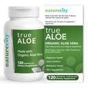 NatureCity True-Aloe Gut Health Support – 80,000mg 알로에 Vera Gel Equivalent Per 서빙 – 소화, 피부 및 관절 지원을위한 유기 알로에 베라 (120 캡슐) | 작은 쉽게 톨로 알약