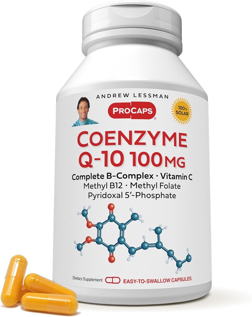 ANDREW LESSMAN Coenzyme Q-10 100 mg 30 캡슐 - 에너지 생산 및 최적 키 조직 기능, 안티 - 산화 지원, 노화 방지, B-Complex. 삼키기 캡슐에 쉬운