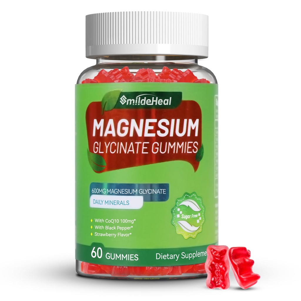마그네슘은 여자 & 남자를 위한 Gummies 600mg를, 마그네슘 L-Threonate 300mg와 더불어, CoQ10와 까만 고추, Vegan (60 조사)