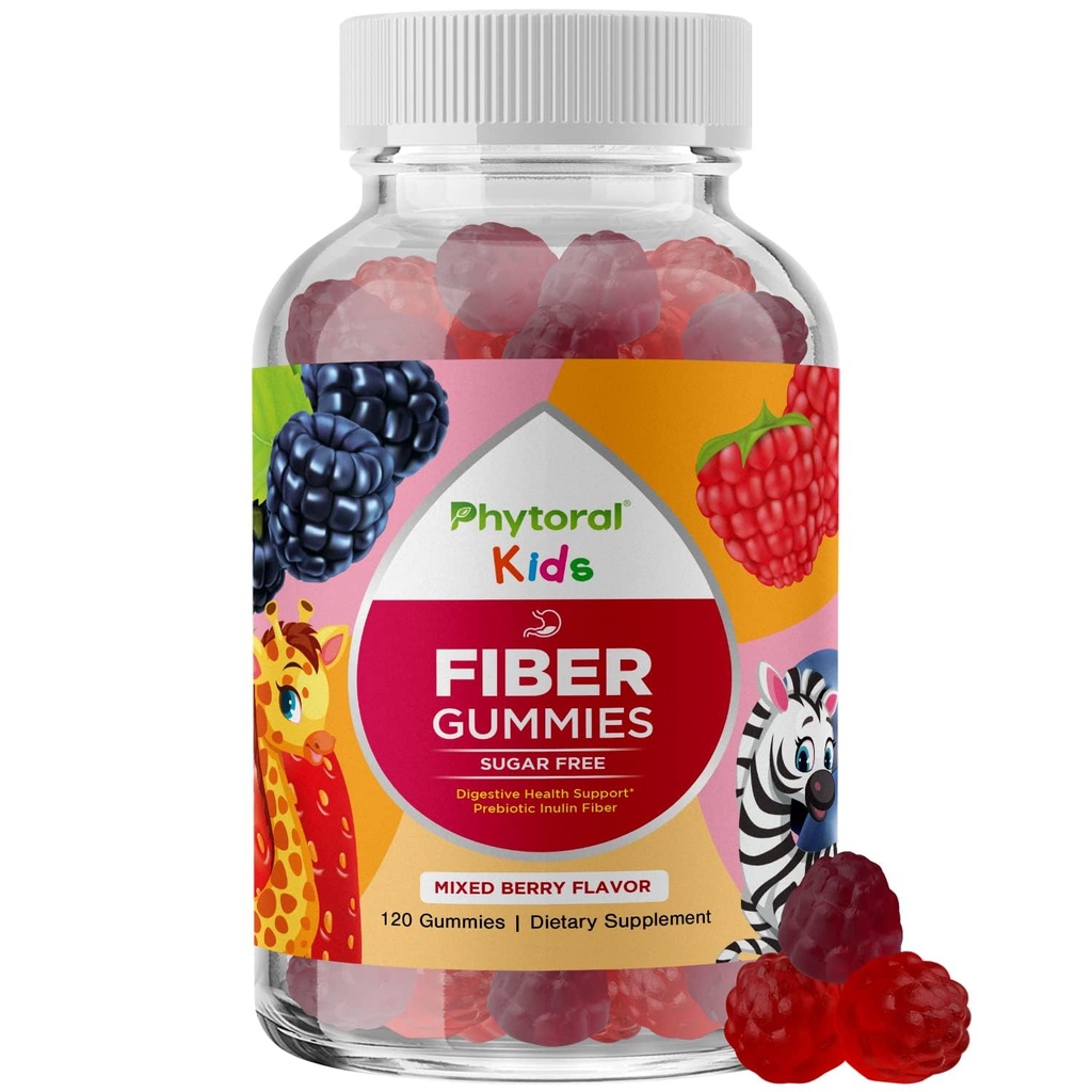 아이를 위한 높은 Prebiotic 섬유 Gummies - 소화 & 변비를 위한 규정식 섬유 보충교재 - Chicory 뿌리 아이 면역성이 있는 Gummies - Non-GMO & Vegan 소화 영양 보충교재 - 120 조사
