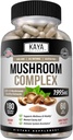 Kaya Naturals Premium Mushroom Complex Potent - 버섯 보충 - 버섯 복합 캡슐 1995mg / 서빙 - Aids Mental Clarity 지원 면역 체계, 웰빙 및 활력 - 180 조사