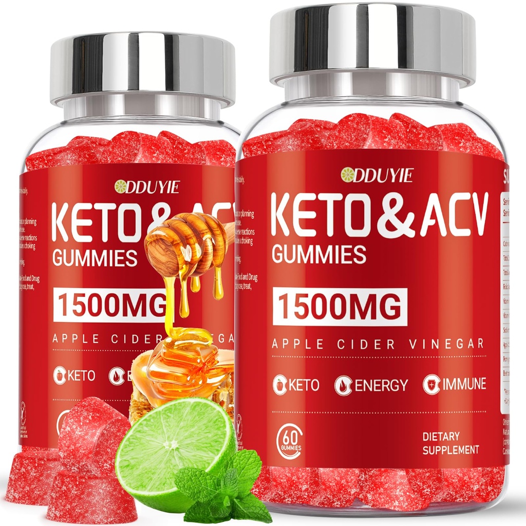 Keto ACV Gummies - 1500mg 사과 Cider Vinegar Gummies와 Pomegranate Beetroot & 비타민 B12 B6 - 레몬 꿀 맛 - 남성 및 여성 - GMO Free & Vegan - 120 카운트