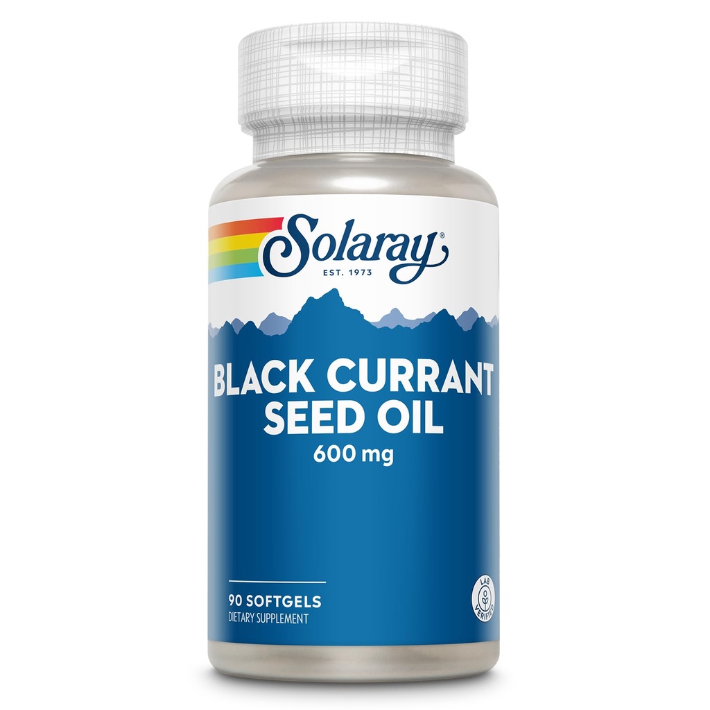 SOLARAY Black Currant Seed Oil 600 mg - 산화 방지제, 감마 Linolenic Acid (GLA), 알파 Linolenic (ALA) 및 Linoleic Acid (LA) 공급 - 피부 건강 지원 - 60 일 보증, 90 Serv, 90 Softgels