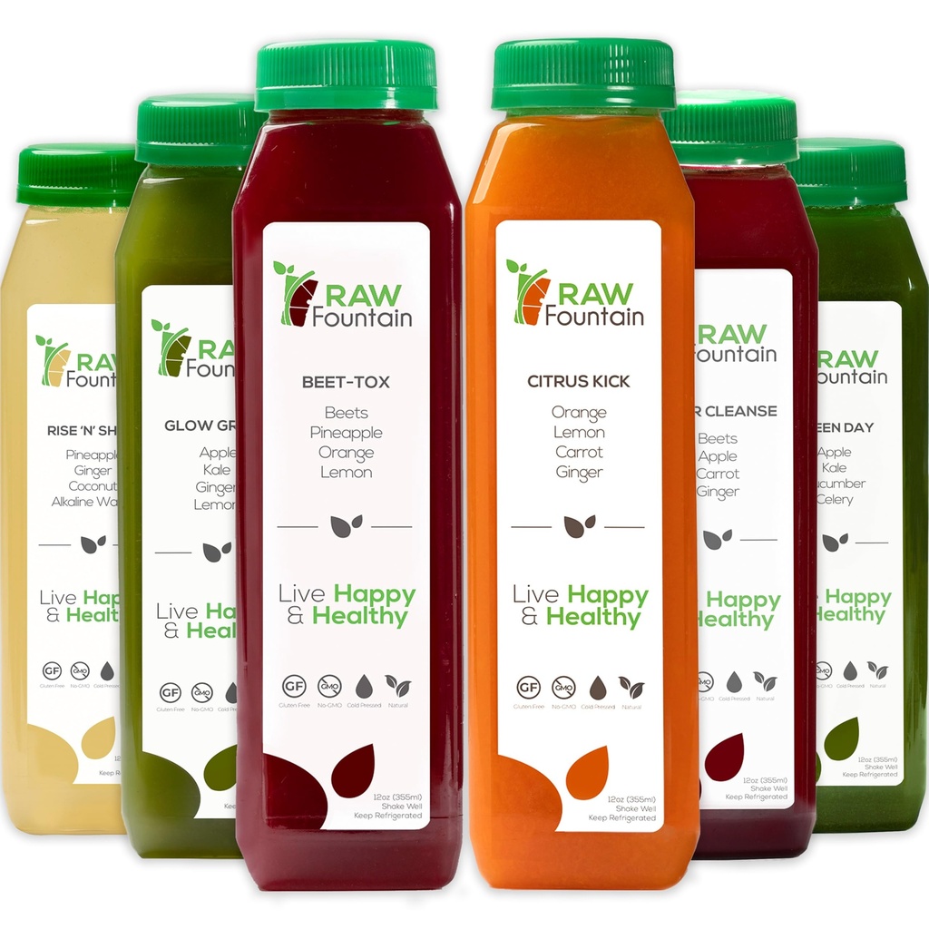 1 일 주스 익지않는 샘에 의해 청결한, 모든 자연적인 익지않는 Detox Cleanse, 몸 리셋을 위한 Juicing, 찬 압박되는 주스 빠른, 건강한 Diet 6 병 12oz를 잠그는 중대한 방법