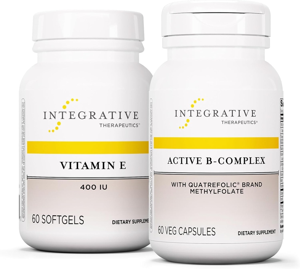 Active B-Complex, 60 캡슐 및 비타민 E, 60 Softgels와 통합 치료 번들 - Energy Metabolism *를 지원하기 위해 활성 B-Complex - 비타민 E를 지원 심장 건강 및 산화 활성 *
