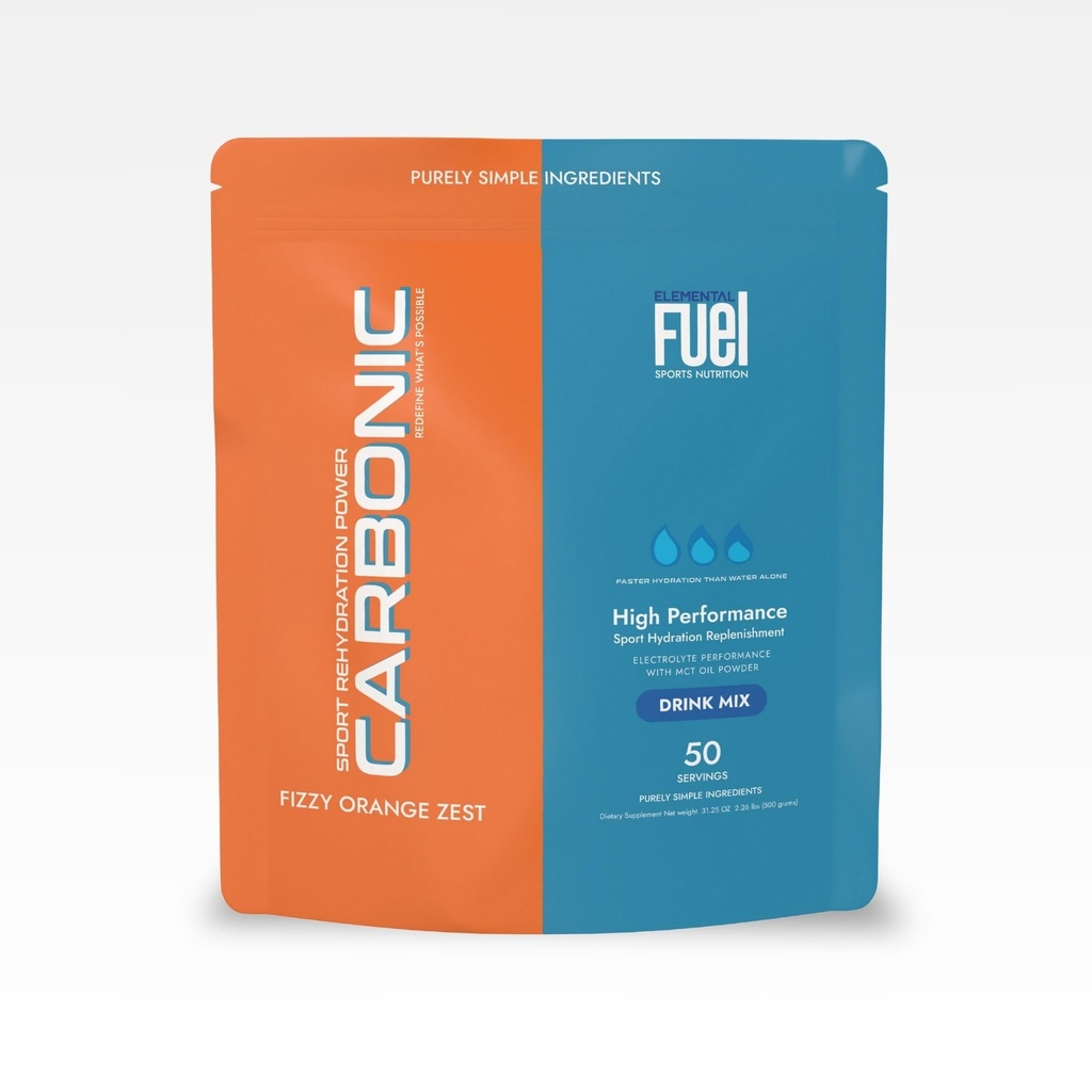 Carbonic Orange Zest Hydration & MCT Oil Powder Nutrition - First-Ever Advanced Electrolyte & MCT Formula, Hydration, Sustained Energy, & Recovery - 50 서빙