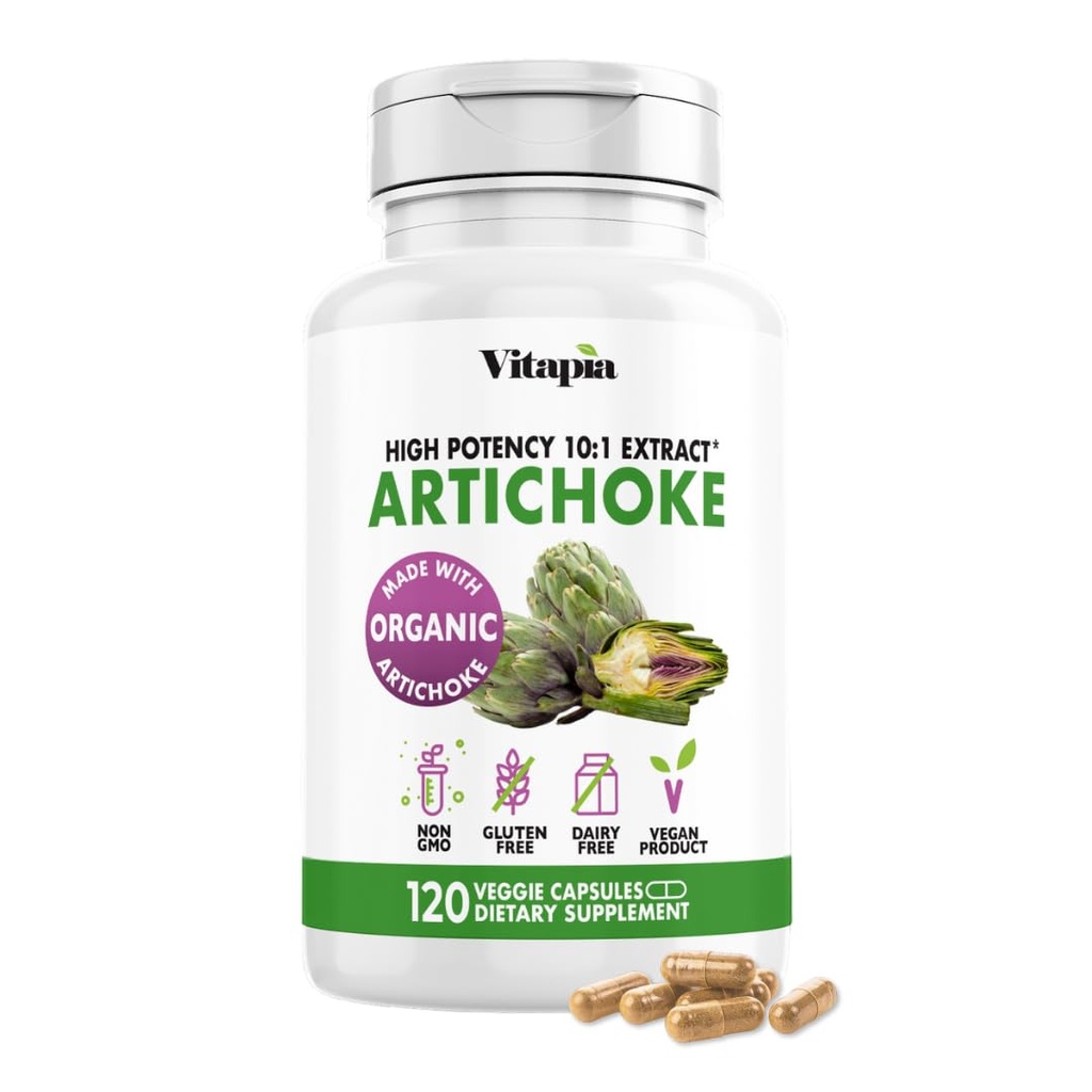 Vitapia 유기 Artichoke 추출물 보충교재 - 간결 Detox & 수선, 간결 건강, 소화, 산화 방지제 지원 - 120 Vegan 캡슐, 비 GMO, 글루텐 자유로운