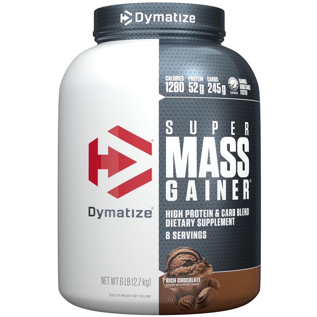 Super Mass Gainer Protein Powder, Rich Chocolate, 52g Protein, 1g Creatine, 1280 칼로리, 10.7g BCAAs, 245g Carbs, Whey Protein Powder, Isolate 및 Casein (8 서빙)