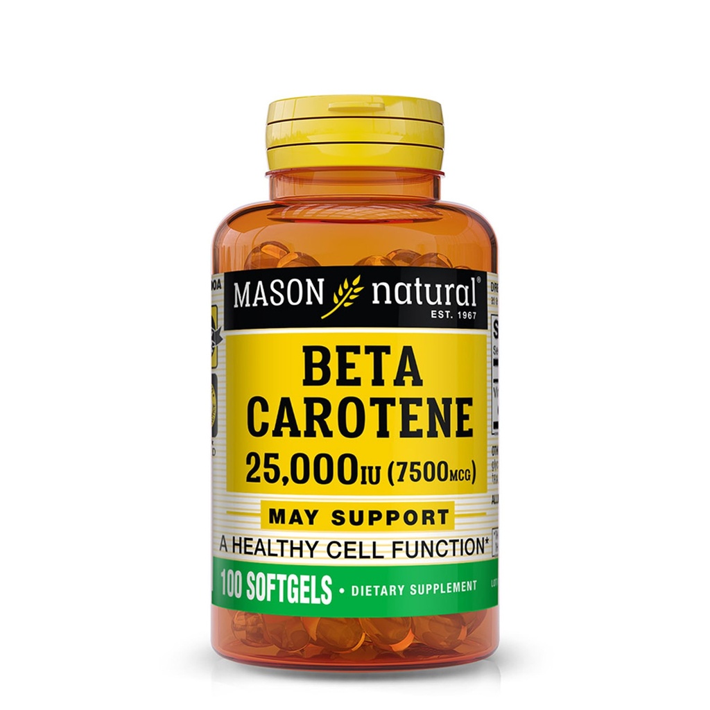 MASON NATURAL 비타민 A 베타 카로틴 25,000 IU - 건강한 시각, 세포 기능 & 면역 기능, 100 Softgels를 지원합니다