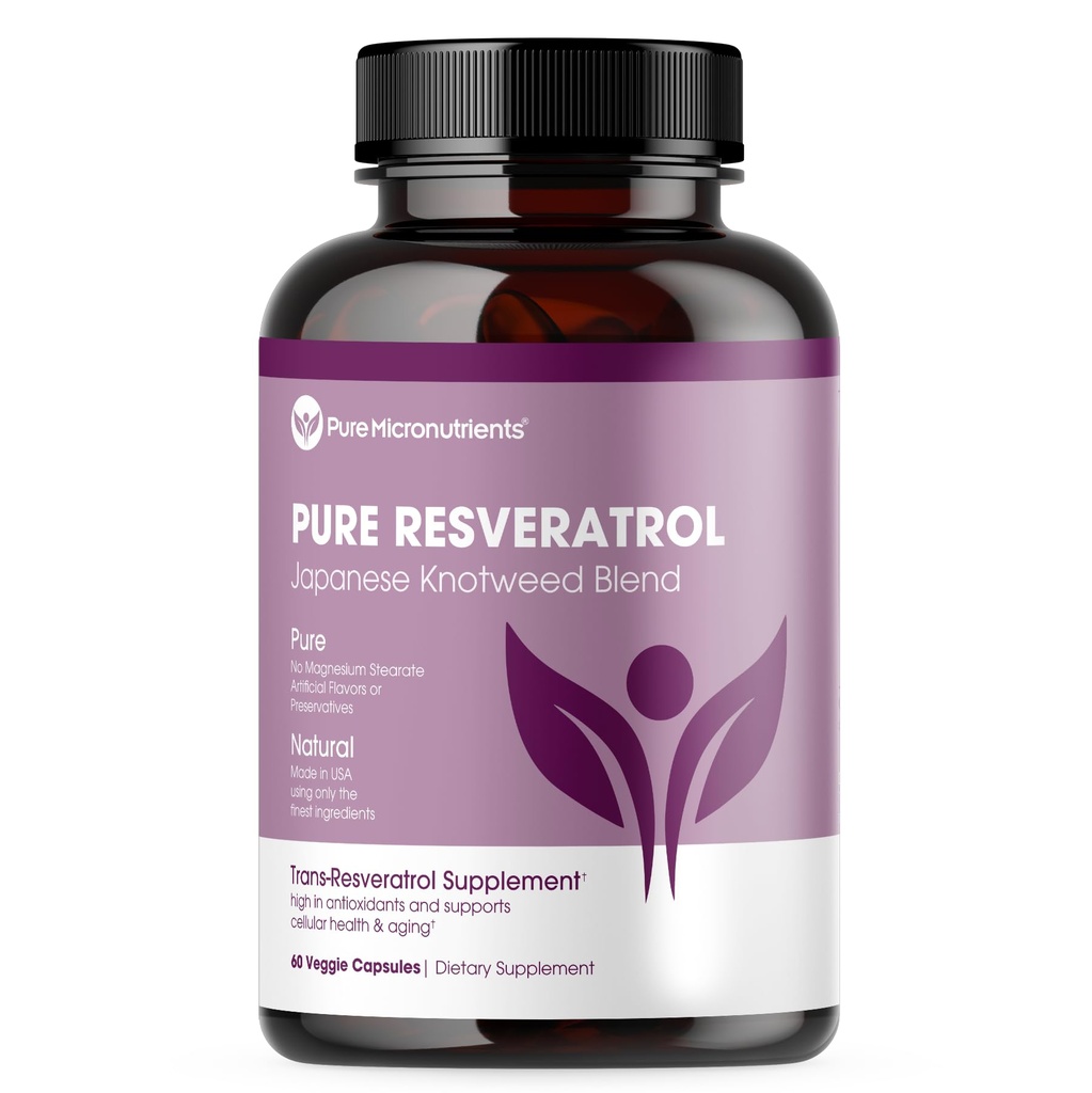 Pure Resveratrol 보충교재 - Serve 당 여분 힘 600mg Trans-Resveratrol - 심장, Cognitive, 면역력 지원 - 순화되고는 & 생물 사용 가능 - 60 Vegan 모자