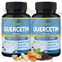 유기 Cadane 2 팩 Quercetin 보충제 캡슐, 6in1 Turmeric, Berberine, Sting Nettle, Black Seed, Black Pepper - Immune System 지원 - 4 개월 공급