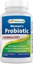 여성 100 억 CFU를위한 최고의 자연 Probiotics - 10 Strains + Prebiotics Fiber + Digestive Enzyme Blend + Women 's Health Herbal Blend - 면역, 소화 및 구트 건강 - 60 Deleyaed Capsules