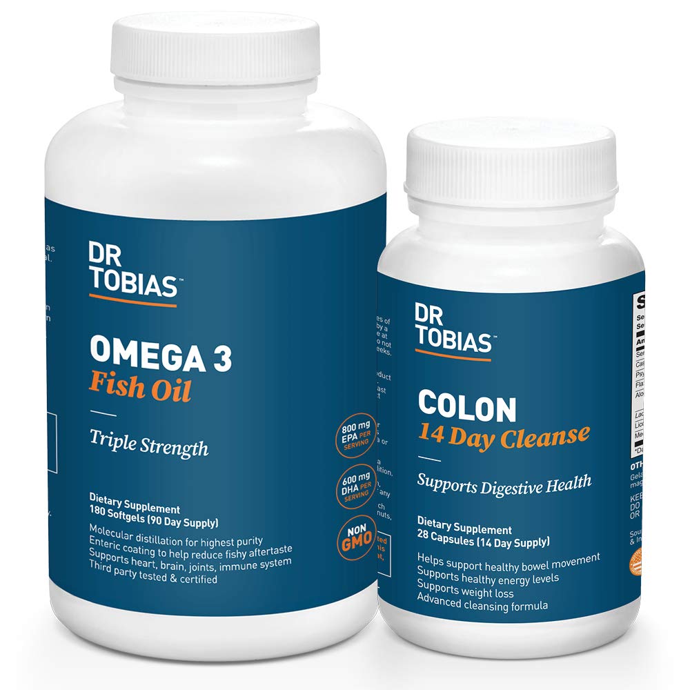박사 Tobias Omega 3 Fish Oil and Colon 14 Day 개선 된 소화 및 전반적인 건강을 위해 Cleanse