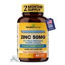Sandhu Herbals 아연 50mg 보충 남성 및 여성   높은 흡수 아연 Monomethionine Complex 60 캡슐| 면역, 여드름 및 산화 방지제 지원에 대 한 보충| 채식