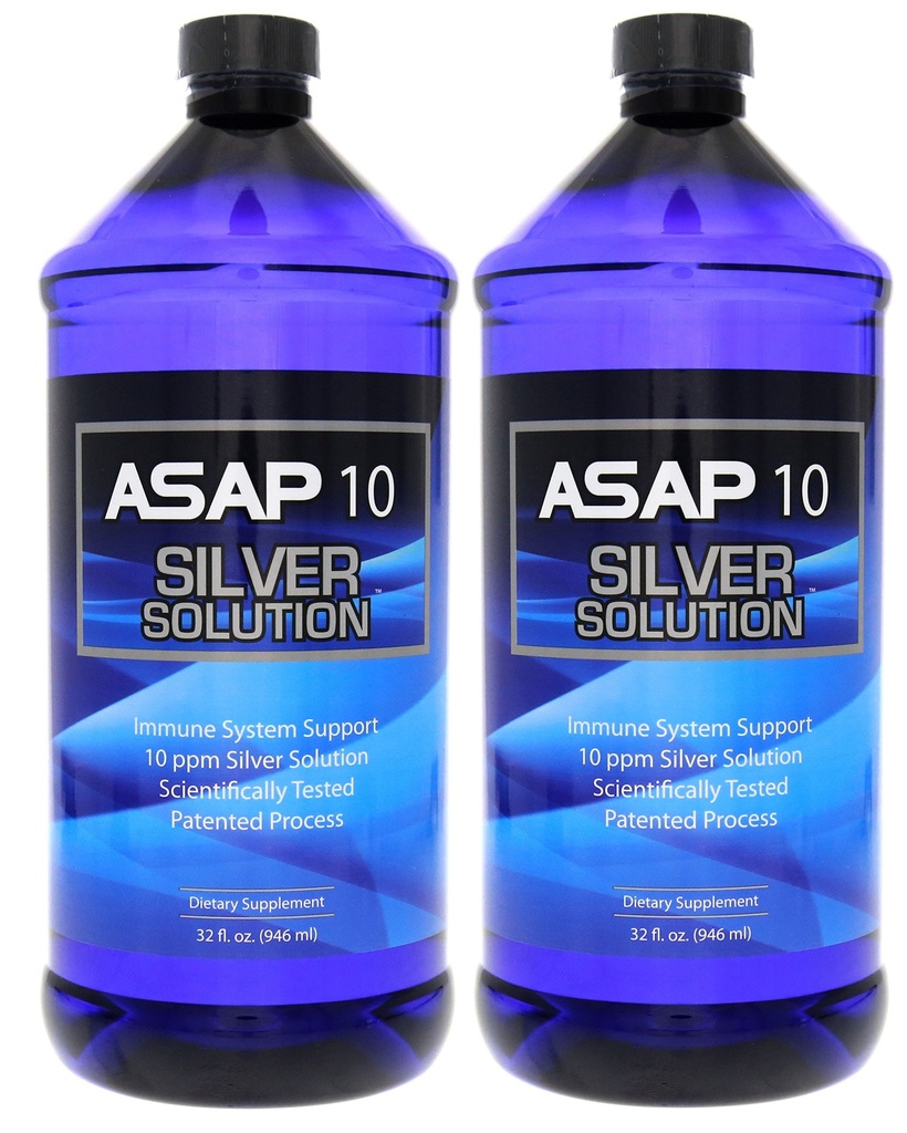 미국 Biotech Labs ASAP 10 PPM 실버 솔 면역 시스템 지원 | 2 팩 32 Oz Totalling 64 Oz