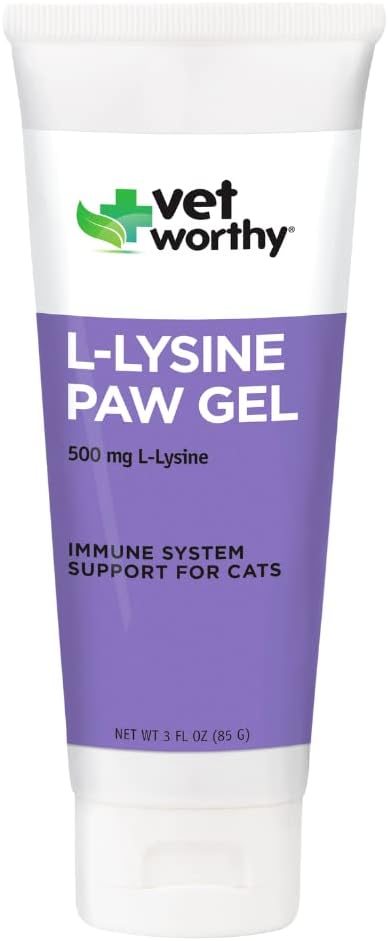 Vet Worthy Lysine Paw Gel Aid for Cats - 고양이 Paw Gel to Support the Immune System and overall Health - 아미노산 L-Lysine- 살몬 맛 젤, 3oz와 고양이 보충