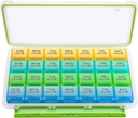 BUG HULL 월간 알약 주최자, 이동식 4 Weeks Pill Case Row, Medicine Pill 주최자, 여행용 약 주최자, 비타민 1 개월 알약 용기가있는 28 일 알약 상자