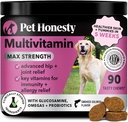 Dog Multivitamin Max Strength - 15 in 1 Vitamins for Health & Heart - Essentials Fish Oil, 글루코사민, 프로바이오틱스, 오메가 어유 - Multivitamins Supplements for Skin and Coat
