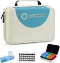 Drop-Proof 월간 알약 주최자 3 시간 하루, 30 일 여행 알약 상자 주최자 32 매일 Compartments, 비타민, 생선 기름, 보충 (베이지)를위한 약 주최자 상자