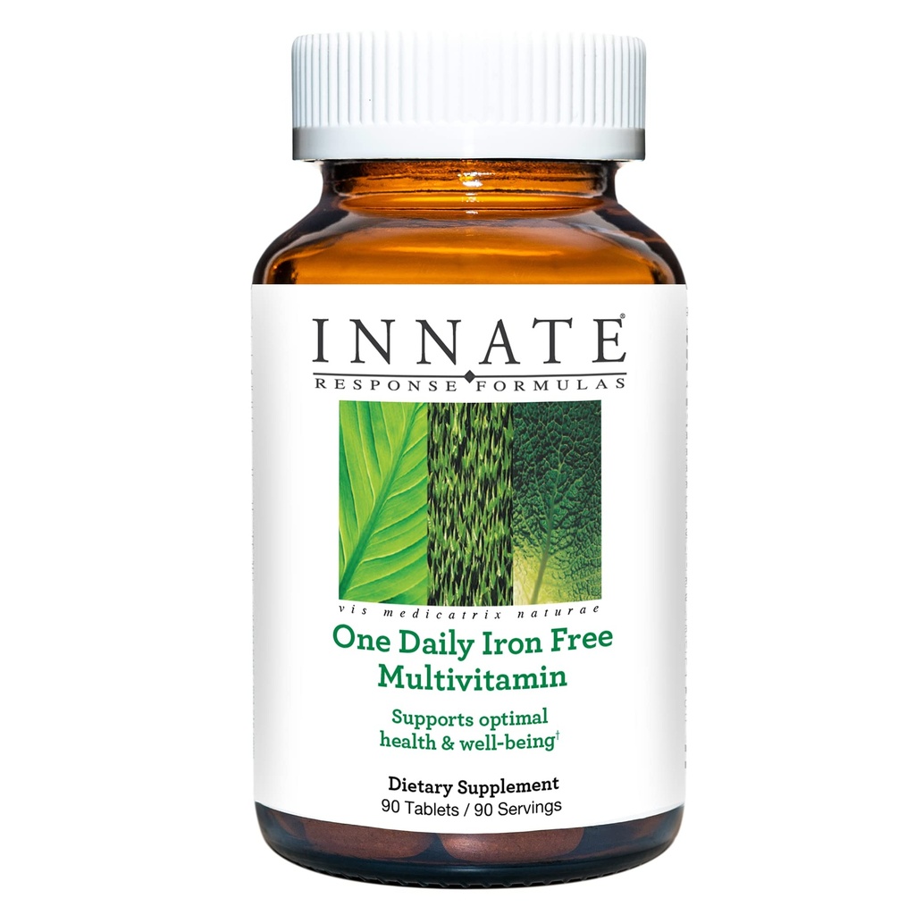INNATE Response Formulas One Daily without Iron - Iron-Free Daily Multivitamin - B 비타민 - 채식주의, 비 GMO 및 Kosher - 9 Food 알레르기없이 만든 - 60 Count (60 서빙)