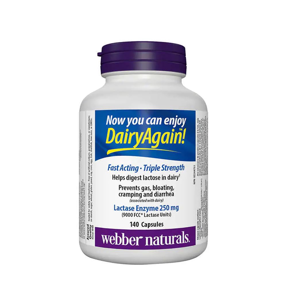 Webber Naturals Lactase 효소 여분 힘 140의 캡슐