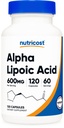 Nutricost 알파 Lipoic 산 600mg 서빙 120 캡슐, 60 서빙 - 공장 기반 캡, 비 GMO